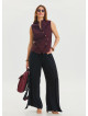 V Neck Cross Buttoned Red Authentic Blouse 4547